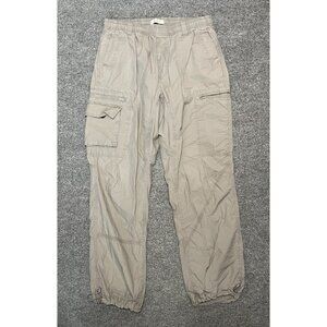 Standard Cloth Mens L Gray Cargo Pants With Elastic Waist & Adjustable Hem